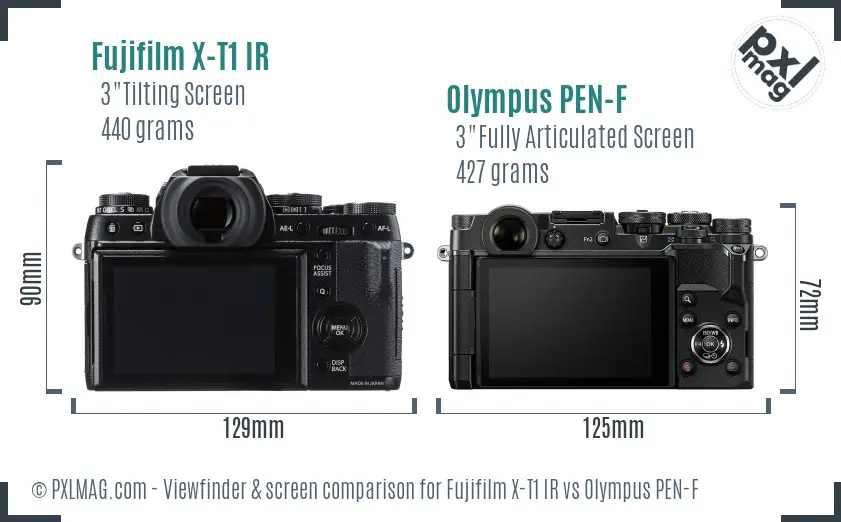 Fujifilm X-T1 IR vs Olympus PEN-F Screen and Viewfinder comparison