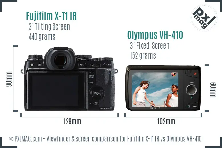 Fujifilm X-T1 IR vs Olympus VH-410 Screen and Viewfinder comparison