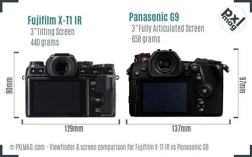 Fujifilm X-T1 IR vs Panasonic G9 Screen and Viewfinder comparison Fujifilm X-T1 IR vs Panasonic G9 Screen and Viewfinder comparison
