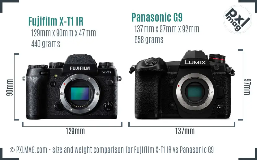 Fujifilm X-T1 IR vs Panasonic G9 size comparison Fujifilm X-T1 IR vs Panasonic G9 size comparison