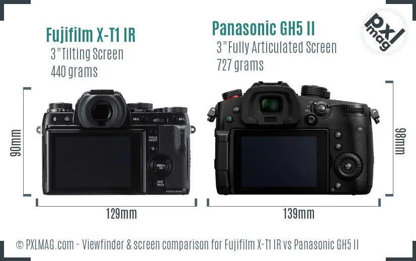 Fujifilm X-T1 IR vs Panasonic GH5 II Screen and Viewfinder comparison