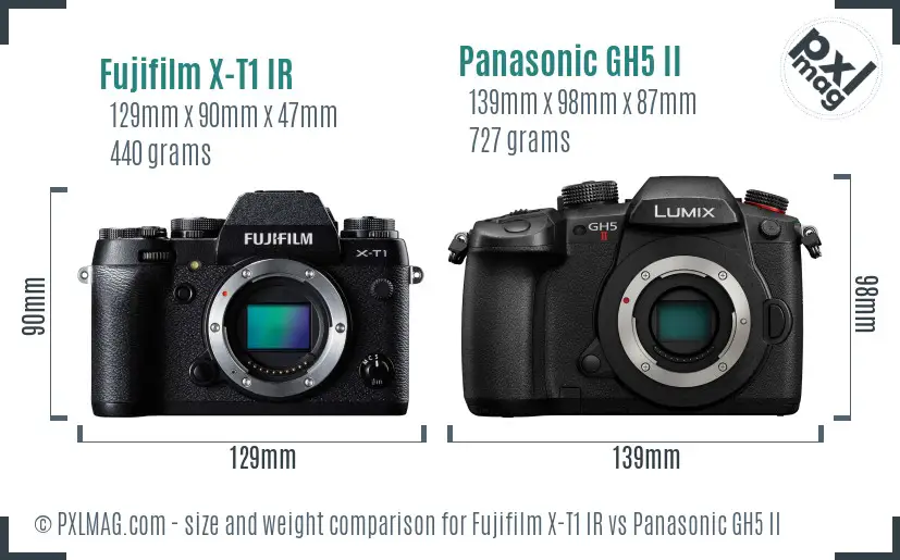 Fujifilm X-T1 IR vs Panasonic GH5 II size comparison