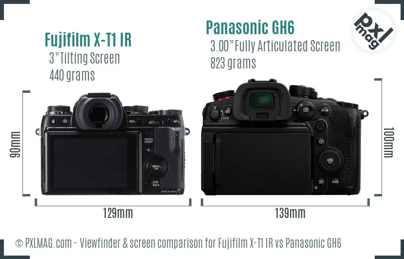 Fujifilm X-T1 IR vs Panasonic GH6 Screen and Viewfinder comparison