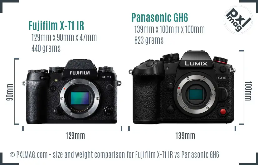 Fujifilm X-T1 IR vs Panasonic GH6 size comparison