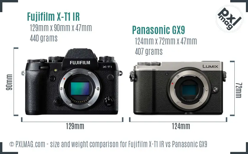 Fujifilm X-T1 IR vs Panasonic GX9 size comparison