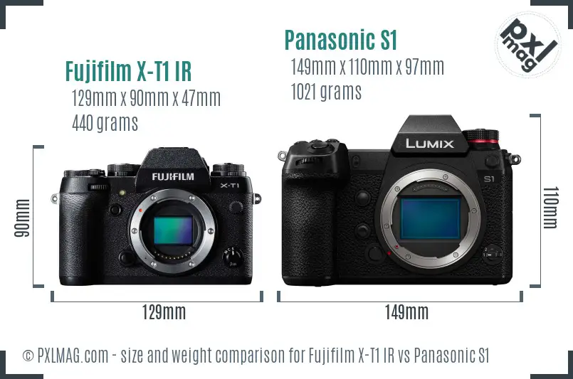 Fujifilm X-T1 IR vs Panasonic S1 size comparison