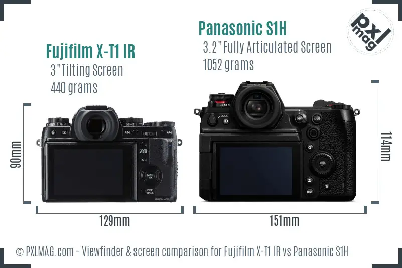 Fujifilm X-T1 IR vs Panasonic S1H Screen and Viewfinder comparison