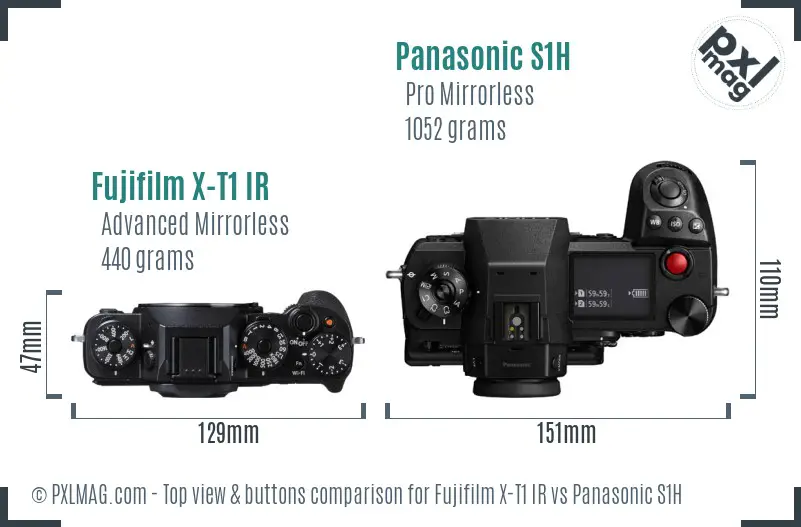 Fujifilm X-T1 IR vs Panasonic S1H top view buttons comparison