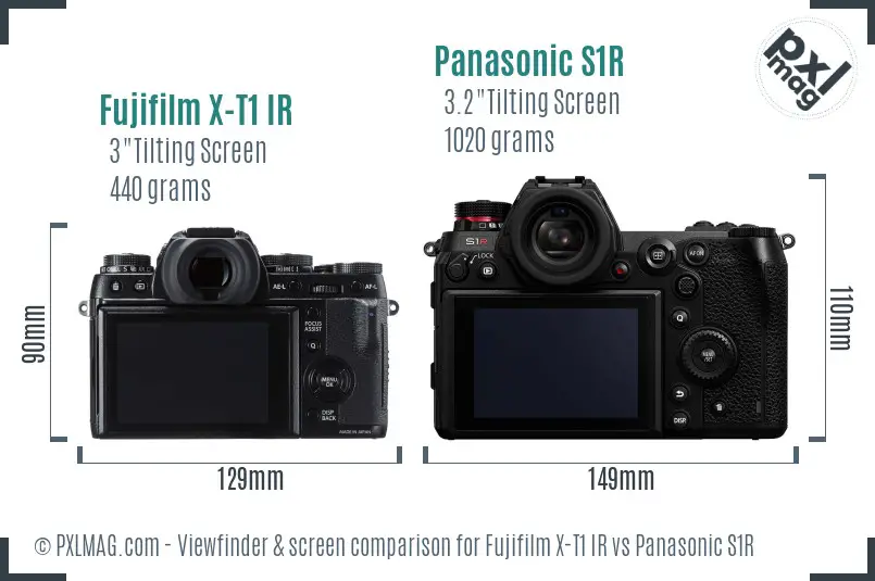 Fujifilm X-T1 IR vs Panasonic S1R Screen and Viewfinder comparison