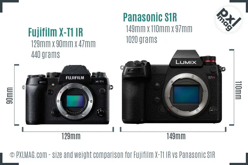 Fujifilm X-T1 IR vs Panasonic S1R size comparison
