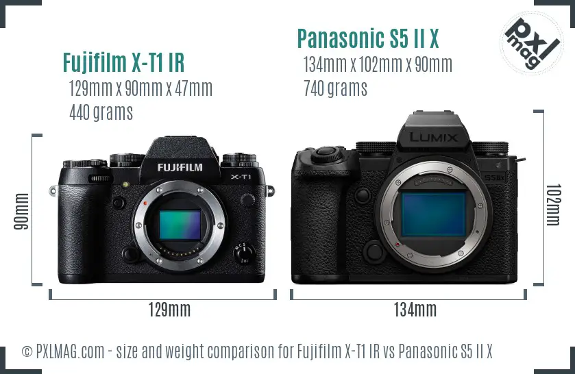 Fujifilm X-T1 IR vs Panasonic S5 II X size comparison