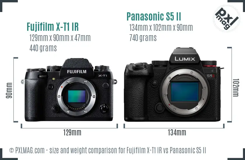 Fujifilm X-T1 IR vs Panasonic S5 II size comparison Fujifilm X-T1 IR vs Panasonic S5 II size comparison