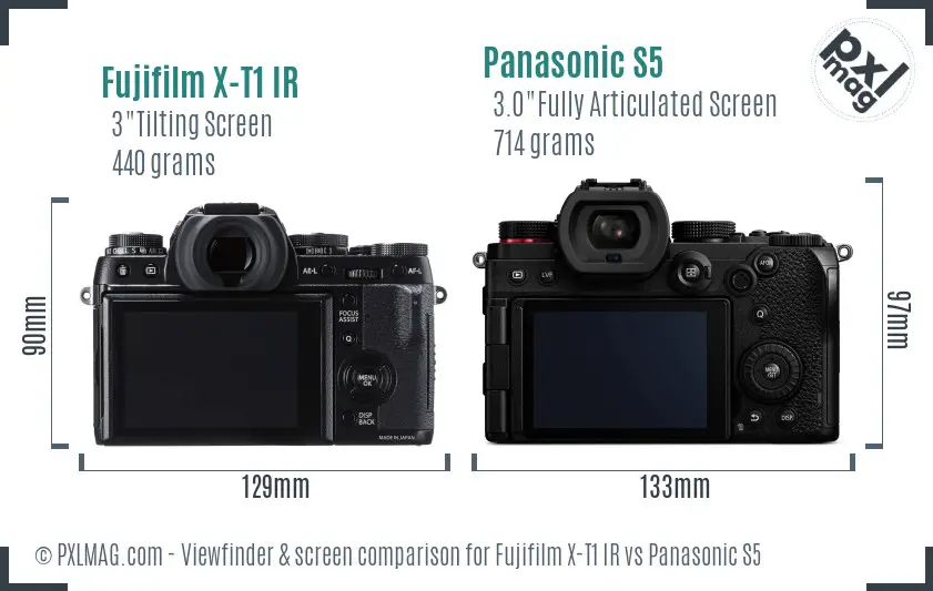 Fujifilm X-T1 IR vs Panasonic S5 Screen and Viewfinder comparison