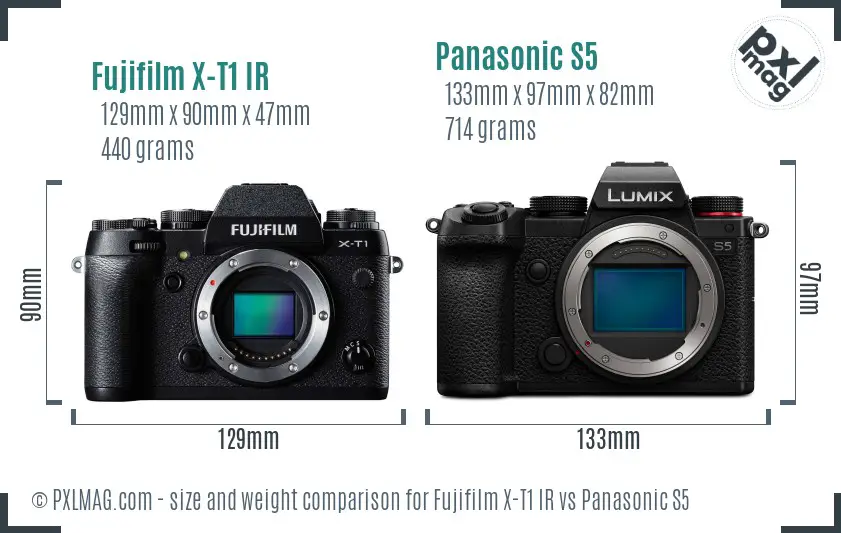 Fujifilm X-T1 IR vs Panasonic S5 size comparison