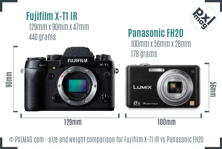 Fujifilm X-T1 IR vs Panasonic FH20 size comparison