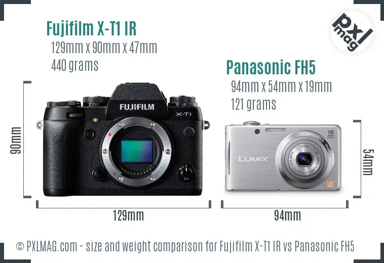 Fujifilm X-T1 IR vs Panasonic FH5 size comparison