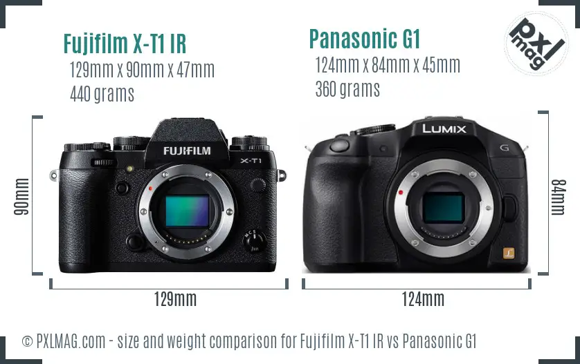 Fujifilm X-T1 IR vs Panasonic G1 size comparison