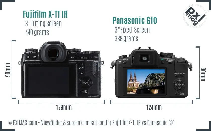 Fujifilm X-T1 IR vs Panasonic G10 Screen and Viewfinder comparison