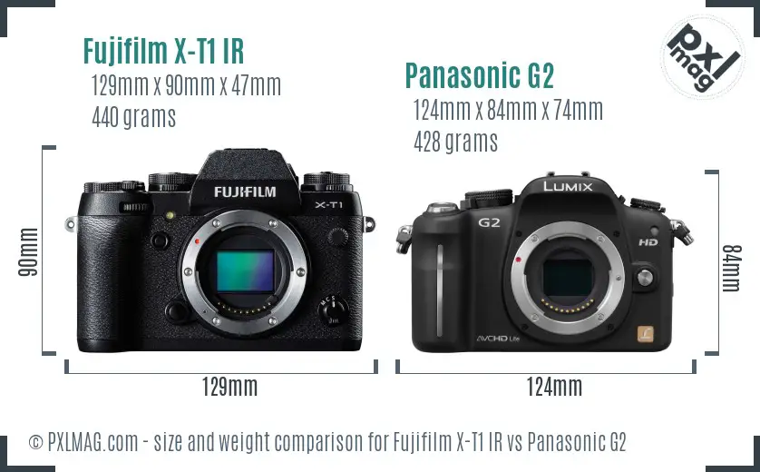 Fujifilm X-T1 IR vs Panasonic G2 size comparison