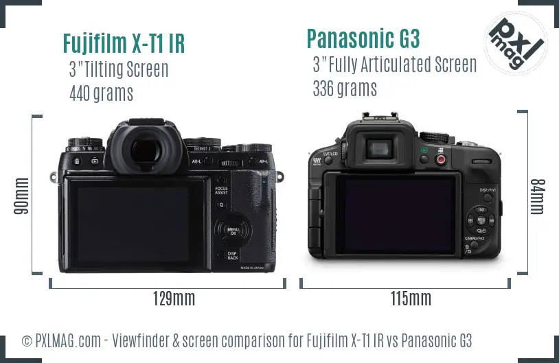 Fujifilm X-T1 IR vs Panasonic G3 Screen and Viewfinder comparison