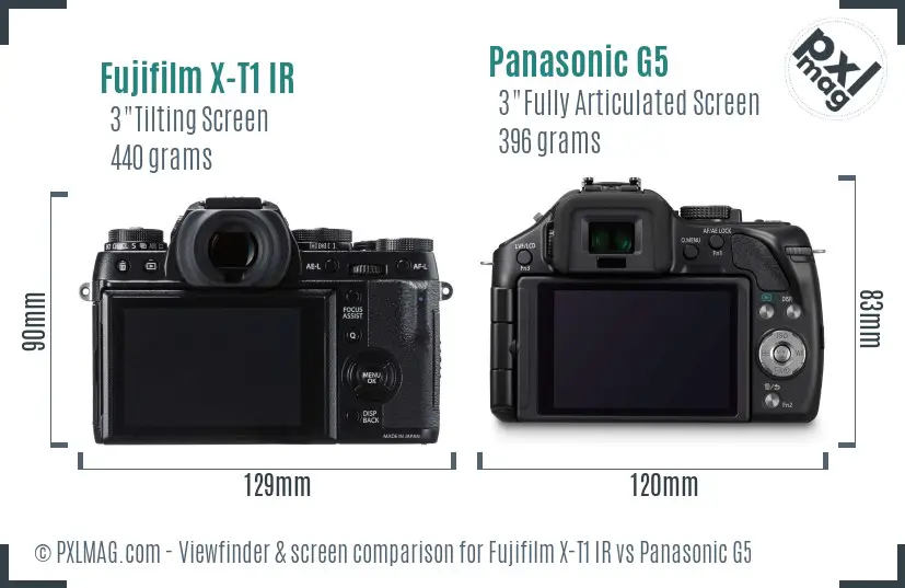 Fujifilm X-T1 IR vs Panasonic G5 Screen and Viewfinder comparison