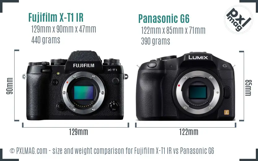 Fujifilm X-T1 IR vs Panasonic G6 size comparison Fujifilm X-T1 IR vs Panasonic G6 size comparison