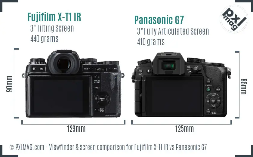 Fujifilm X-T1 IR vs Panasonic G7 Screen and Viewfinder comparison