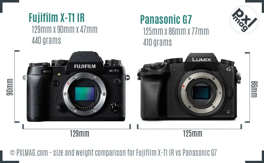 Fujifilm X-T1 IR vs Panasonic G7 size comparison