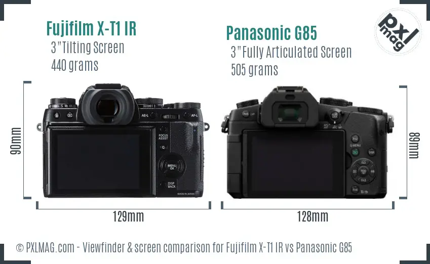 Fujifilm X-T1 IR vs Panasonic G85 Screen and Viewfinder comparison Fujifilm X-T1 IR vs Panasonic G85 Screen and Viewfinder comparison