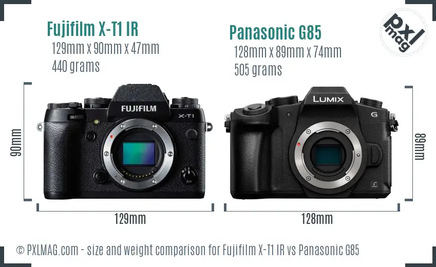 Fujifilm X-T1 IR vs Panasonic G85 size comparison Fujifilm X-T1 IR vs Panasonic G85 size comparison
