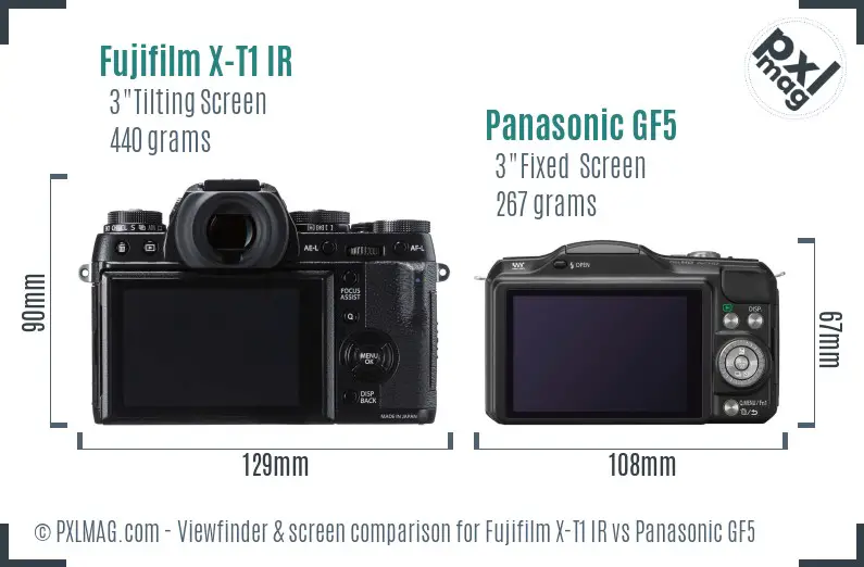 Fujifilm X-T1 IR vs Panasonic GF5 Screen and Viewfinder comparison