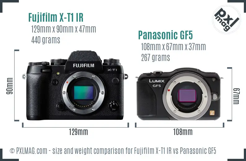 Fujifilm X-T1 IR vs Panasonic GF5 size comparison