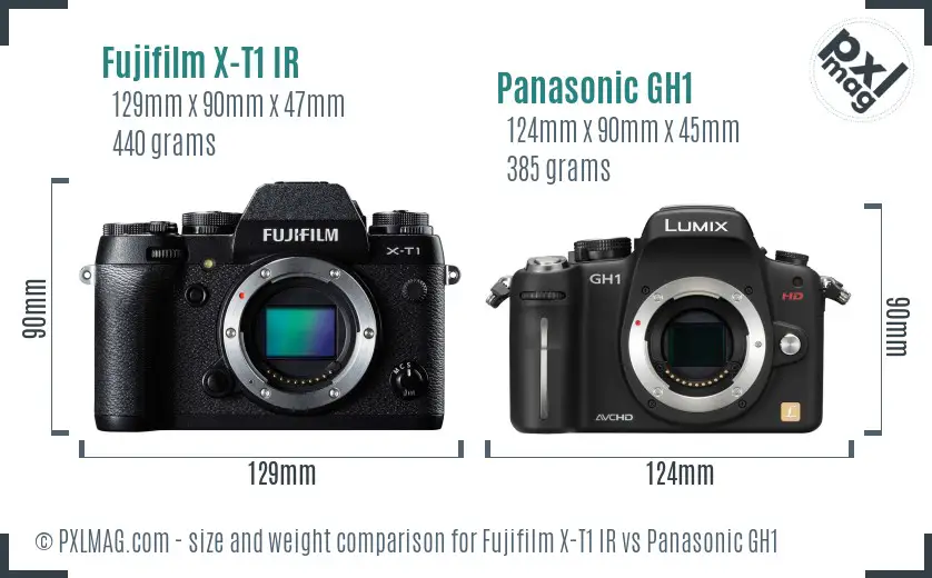 Fujifilm X-T1 IR vs Panasonic GH1 size comparison