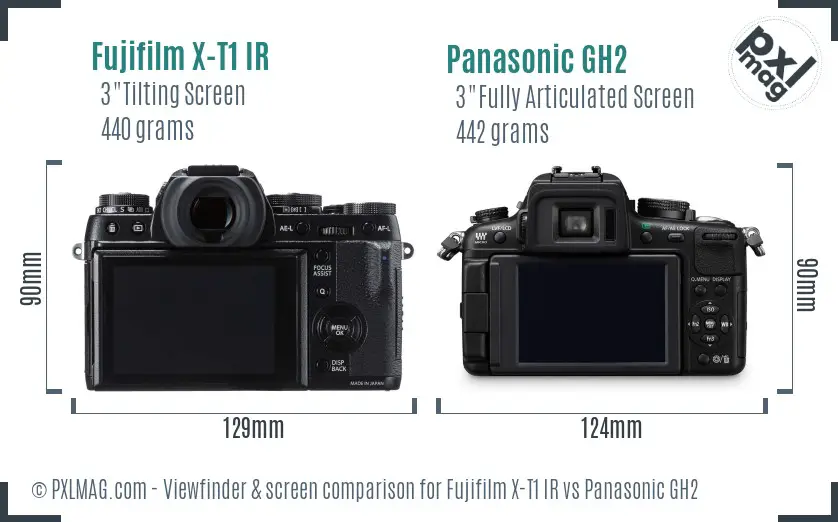 Fujifilm X-T1 IR vs Panasonic GH2 Screen and Viewfinder comparison