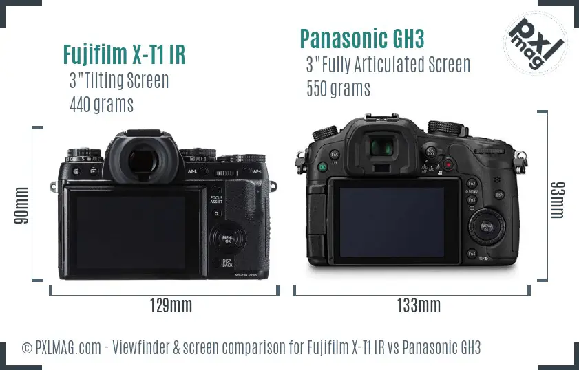 Fujifilm X-T1 IR vs Panasonic GH3 Screen and Viewfinder comparison