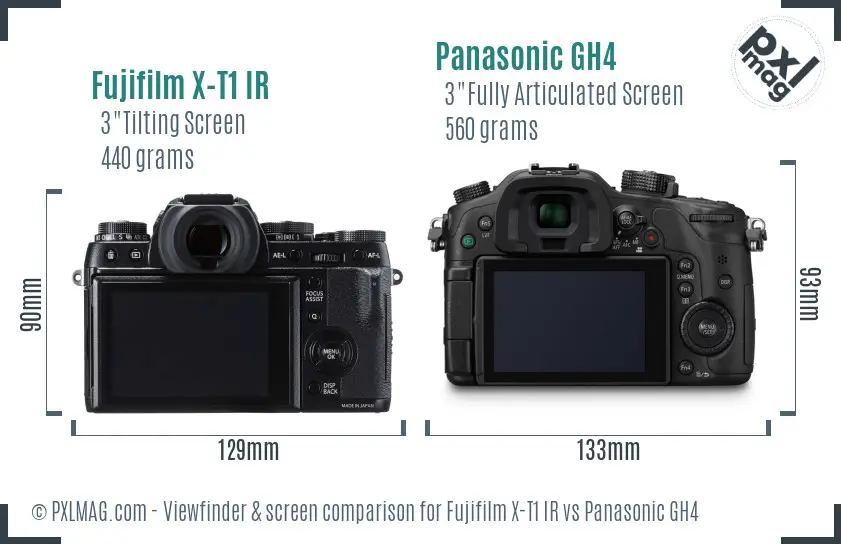 Fujifilm X-T1 IR vs Panasonic GH4 Screen and Viewfinder comparison