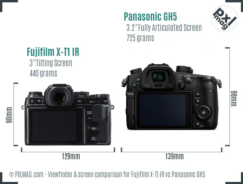 Fujifilm X-T1 IR vs Panasonic GH5 Screen and Viewfinder comparison