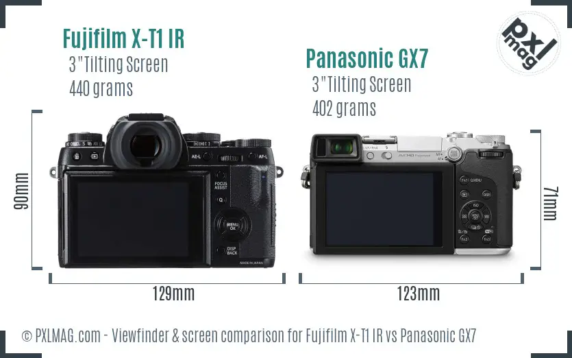 Fujifilm X-T1 IR vs Panasonic GX7 Screen and Viewfinder comparison