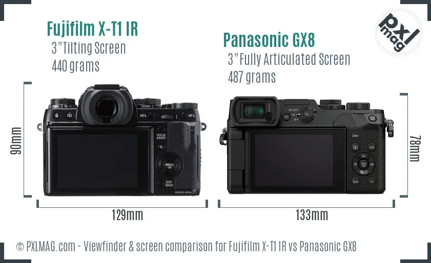 Fujifilm X-T1 IR vs Panasonic GX8 Screen and Viewfinder comparison Fujifilm X-T1 IR vs Panasonic GX8 Screen and Viewfinder comparison