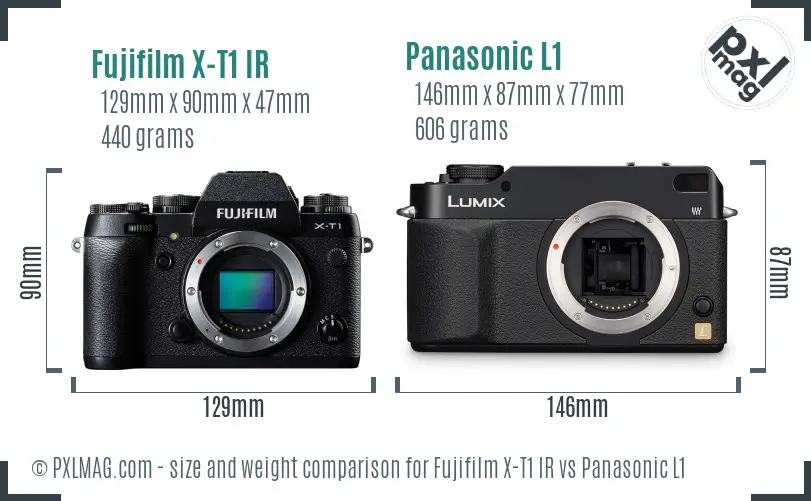 Fujifilm X-T1 IR vs Panasonic L1 size comparison