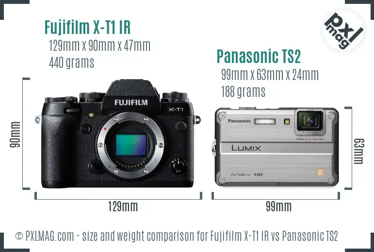 Fujifilm X-T1 IR vs Panasonic TS2 size comparison
