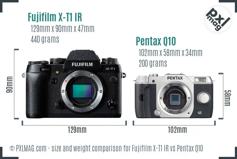 Fujifilm X-T1 IR vs Pentax Q10 size comparison