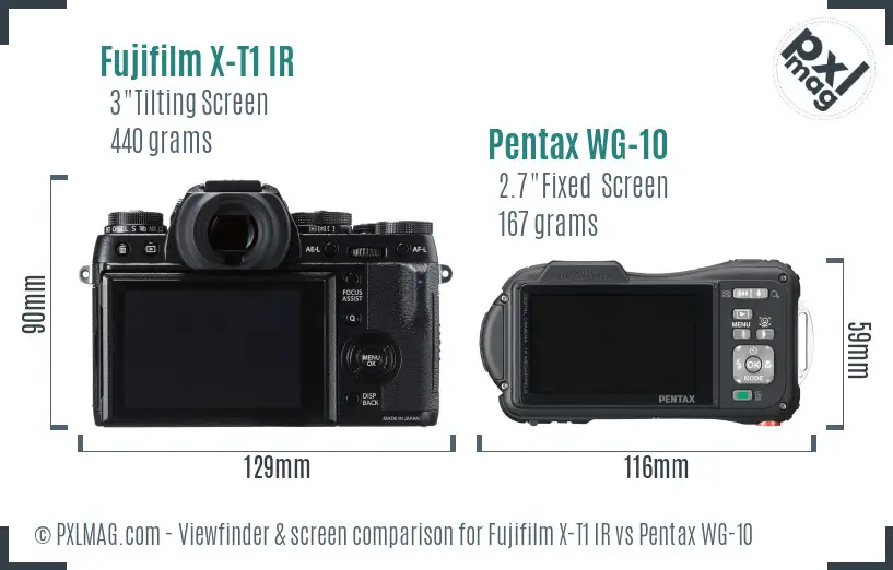 Fujifilm X-T1 IR vs Pentax WG-10 Screen and Viewfinder comparison