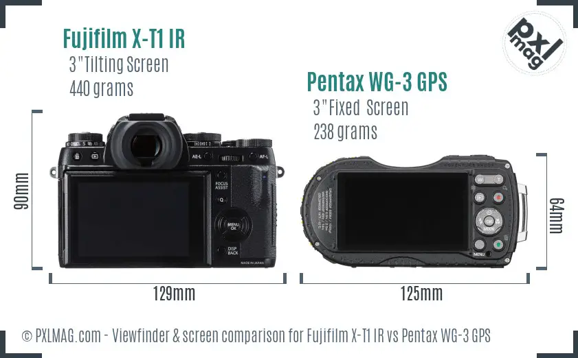 Fujifilm X-T1 IR vs Pentax WG-3 GPS Screen and Viewfinder comparison