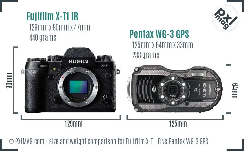 Fujifilm X-T1 IR vs Pentax WG-3 GPS size comparison