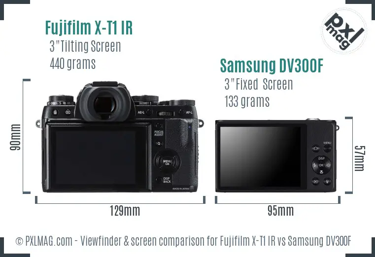 Fujifilm X-T1 IR vs Samsung DV300F Screen and Viewfinder comparison