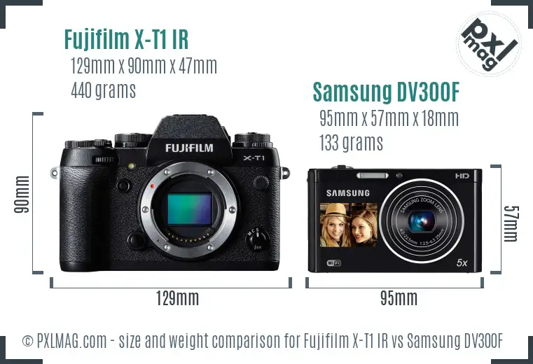 Fujifilm X-T1 IR vs Samsung DV300F size comparison