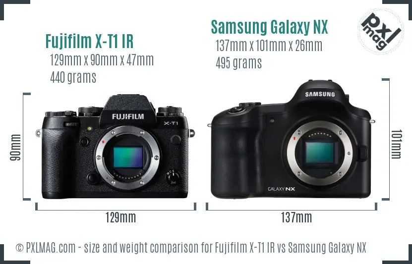 Fujifilm X-T1 IR vs Samsung Galaxy NX size comparison