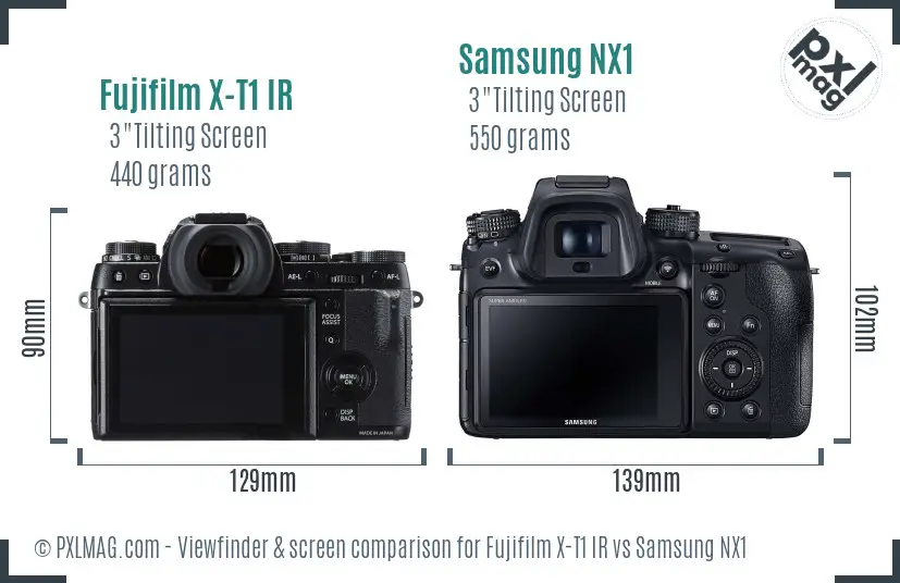 Fujifilm X-T1 IR vs Samsung NX1 Screen and Viewfinder comparison