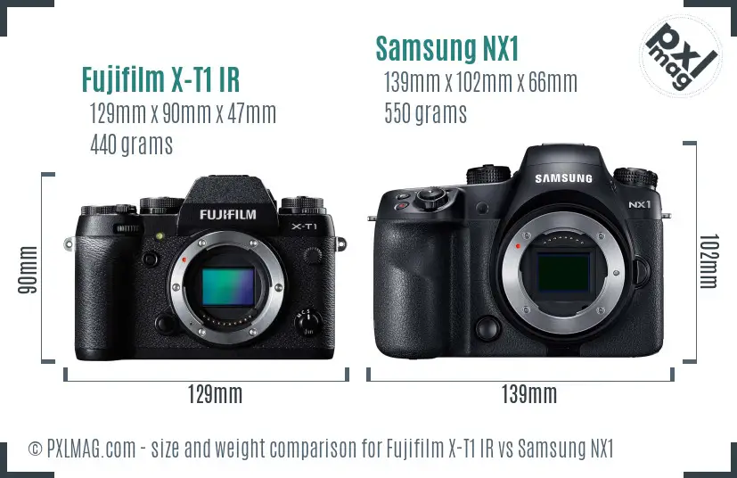 Fujifilm X-T1 IR vs Samsung NX1 size comparison